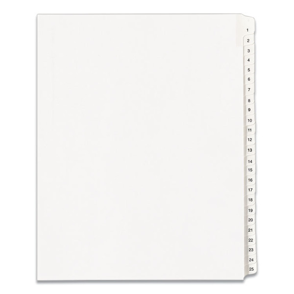 Preprinted Legal Exhibit Side Tab Index Dividers, Allstate Style, 25-Tab, 1 to 25, 11 x 8.5, White, 1 Set, (1701) [SKU: AVE01701]