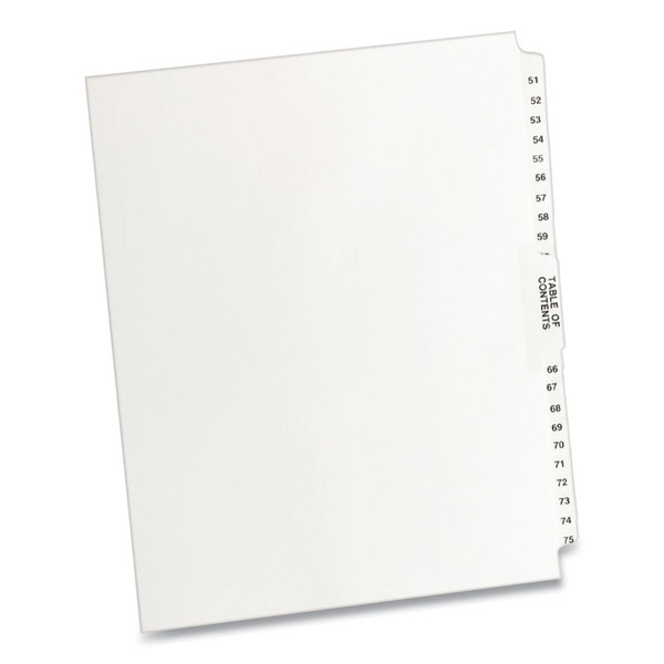 Preprinted Legal Exhibit Side Tab Index Dividers, Avery Style, 26-Tab, 51 to 75, 11 x 8.5, White, 1 Set [SKU: AVE11396]