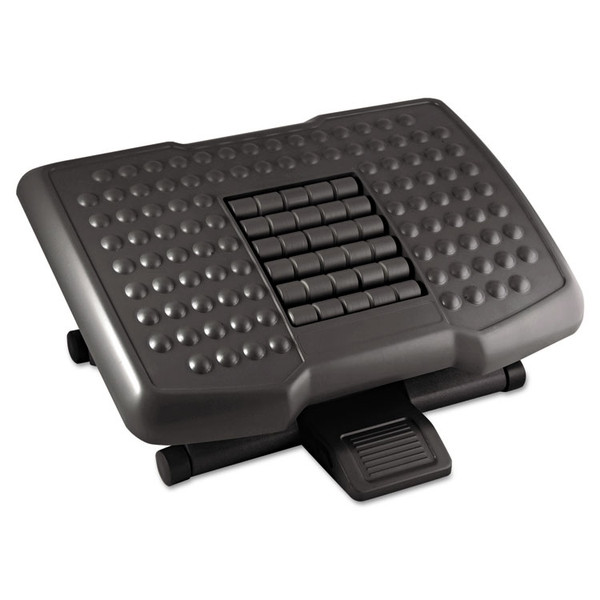 Premium Adjustable Footrest with Rollers, Plastic, 18w x 13d x 4 to 6.5h, Black [SKU: KTKFR750]