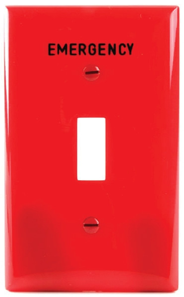 Eaton Wiring Devices PJ1EMRD Wallplate, 3.14 in L, 4.89 in W, 1 -Gang, Polycarbonate, Red, High-Gloss [SKU: ORG3707965]