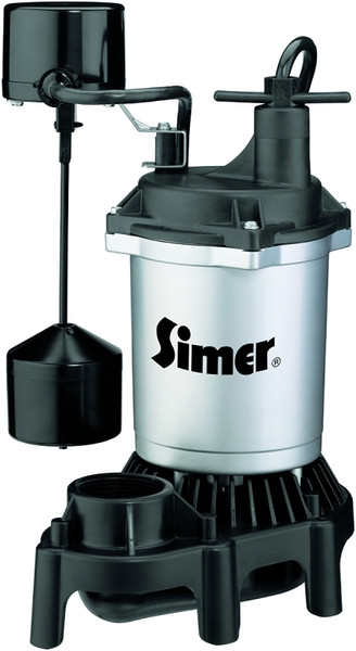 Simer 2164 Sump Pump, 1-Phase, 3.9 A, 115 V, 0.33 hp, 1-1/2 in Outlet, 22 ft Max Head, 660 gph, Thermoplastic [SKU: ORG6209126]