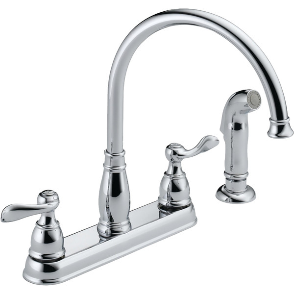 DELTA Windemere Series 21996LF-SS Kitchen Faucet with Side Sprayer, 1.8 gpm, 2-Faucet Handle, Plastic, Stainless Steel [SKU: ORG9783754]