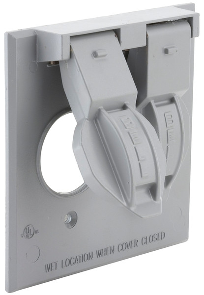 HUBBELL 5157-0 Cover, 1-13/32 in Dia, 4-17/32 in L, 4-17/32 in W, Metal, Gray, Powder-Coated [SKU: ORG8090847]