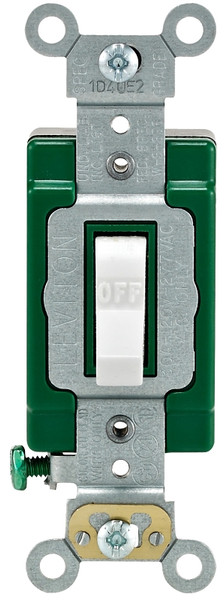 Leviton 03032-2WS Toggle Switch, 30 A, 120/277 VAC, Back and Side Terminal, Thermoplastic Housing Material, White [SKU: ORG7019078]