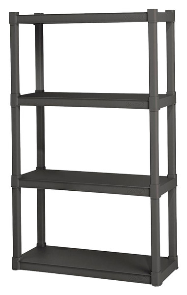 Sterilite 01643V01 Shelving Unit, 34-1/2 in OAW, 14-3/8 in OAD, 57 in OAH, 4-Shelf, Plastic, Gray [SKU: ORG5289426]