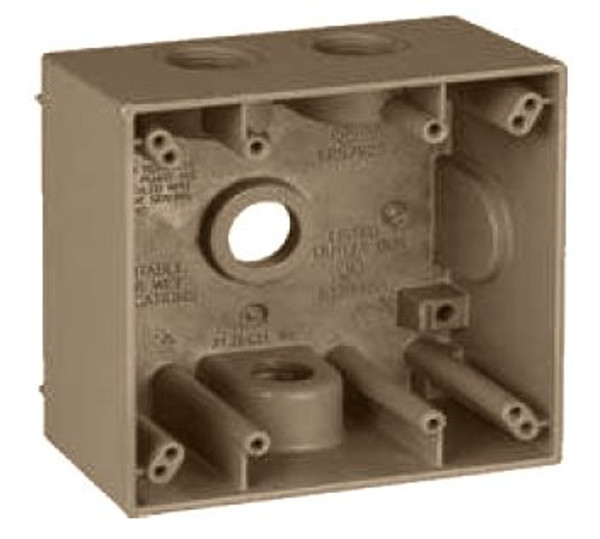 TEDDICO/BWF 2504AB-1 Outlet Box, 2 -Gang, 4 -Knockout, 4-1/2 in Knockout, Metal, Bronze, Powder-Coated [SKU: ORG1718097]