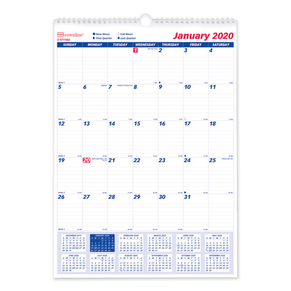 Twin-Wirebound Wall Calendar, One Month per Page, 12 x 17, White Sheets, 12-Month (Jan to Dec): 2024 [SKU: REDC171102]