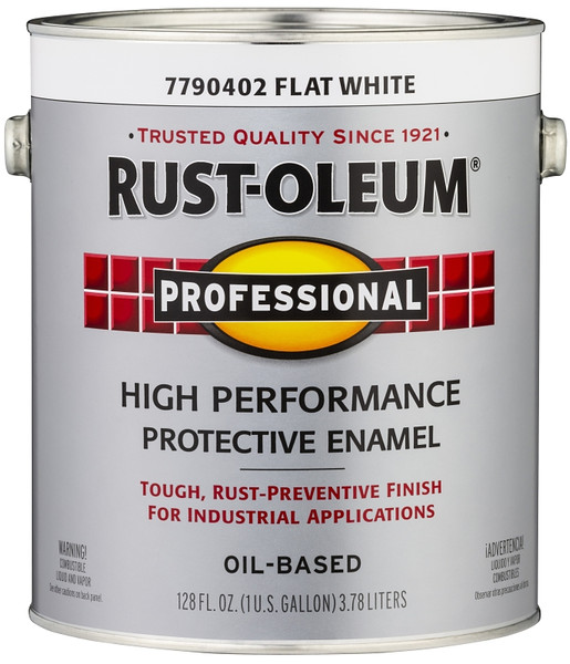 RUST-OLEUM PROFESSIONAL 7790402 Protective Enamel, Flat, White, 1 gal Can [SKU: ORG8959686]