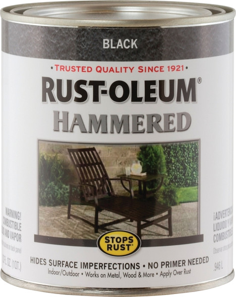 RUST-OLEUM STOPS RUST 7215502 Hammered Metal Finish, Black, 1 qt, Can [SKU: ORG6179907]
