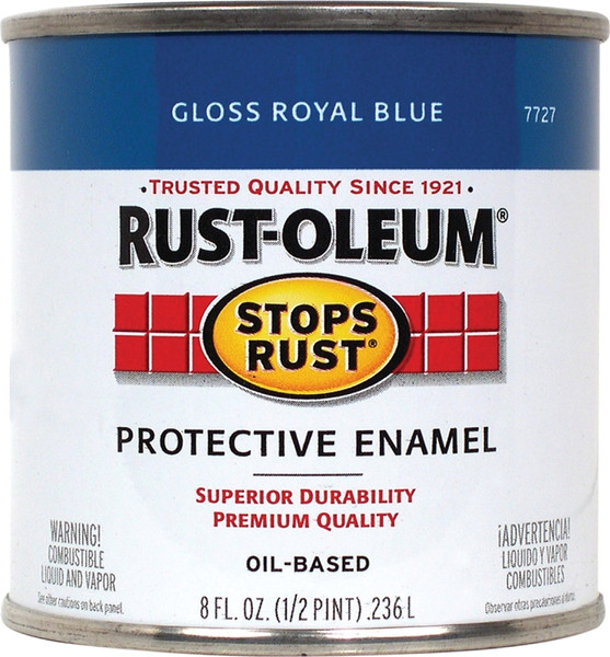 RUST-OLEUM STOPS RUST 7727730 Protective Enamel, Gloss, Royal Blue, 0.5 pt Can [SKU: ORG7559404]