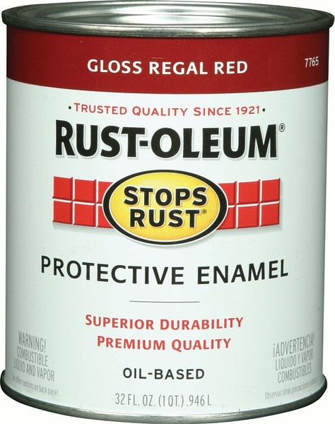RUST-OLEUM STOPS RUST 7765502 Protective Enamel, Gloss, Regal Red, 1 qt Can [SKU: ORG8565681]