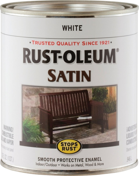 RUST-OLEUM STOPS RUST 7791502 Satin Enamel, Satin, White, 1 qt, Can [SKU: ORG8397093]