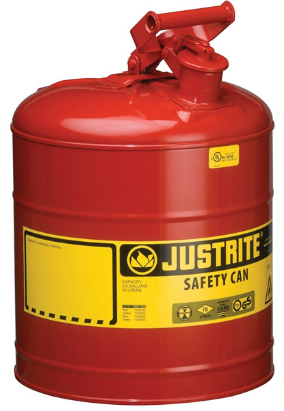 JUSTRITE 7150100 Safety Can, 5 gal Capacity, Steel, Red [SKU: ORG6335756]