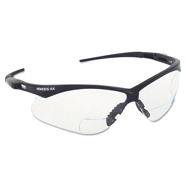V60 Nemesis Rx Reader Safety Glasses, Black Frame, Clear Lens, +1.5 Diopter Strength [SKU: KCC28621]