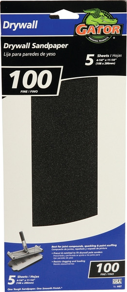 Gator 4487 Sandpaper, 11-1/4 in L, 4-1/4 in W, 100 Grit, Medium, Silicone Carbide Abrasive [SKU: ORG3472891]