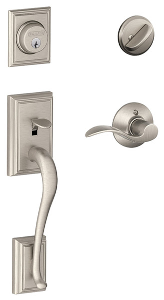 Schlage F Series F60VADDXACC619 Handleset, 1 Grade, Keyed Key, Satin Nickel, 2-3/8 x 2-3/4 in Backset, C Keyway [SKU: ORG3042496]