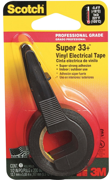 Scotch 194NA Electrical Tape, 200 in L, 1/2 in W, PVC Backing, Black [SKU: ORG0375709]