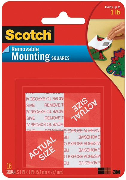 Scotch 108 Mounting Square, 1 in L, 1 in W, Black [SKU: ORG6162960]