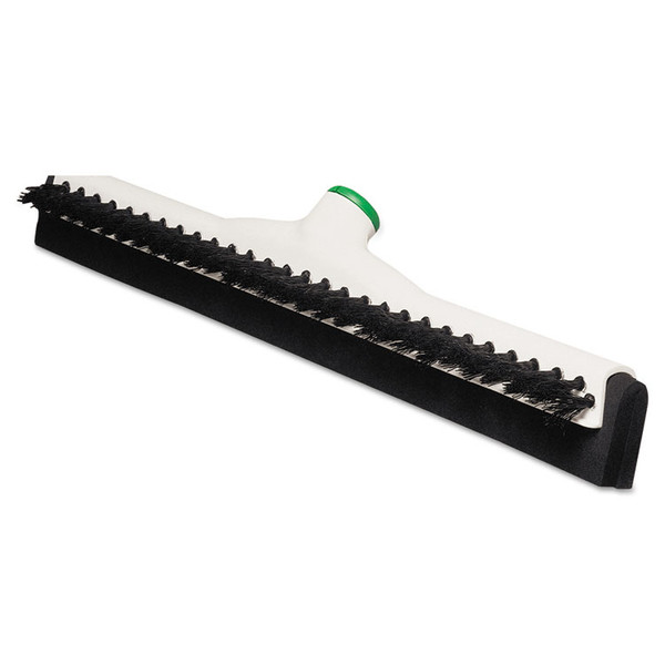 Sanitary Brush with Squeegee, Black Polypropylene Bristles, 18" Brush, Moss Plastic Handle [SKU: UNGPB45A]
