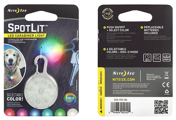 Nite Ize SPOTLIT Series SGS-07S-R6 LED Carabiner Light, Lithium Battery, LED Lamp, 20 hr Run Time [SKU: ORG5576236]