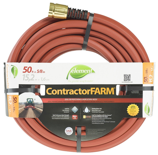 SWAN Element ContractorFARM ELCF58050 Water Hose, 50 ft L, Red [SKU: ORG7185770]