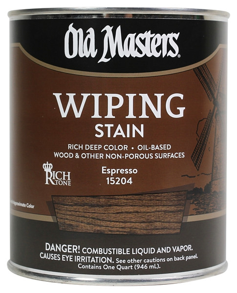 Old Masters 15204 Wiping Stain, Clear, Espresso, Liquid, 1 qt [SKU: ORG9104522]