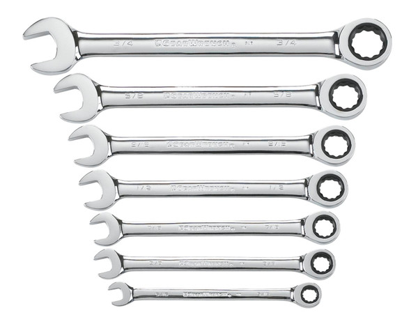 GearWrench 9317 Wrench Set, 7-Piece, Steel, Polished Chrome, Specifications: SAE Measurement [SKU: ORG0936385]