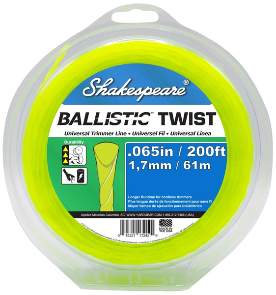 Shakespeare Ballistic 17242 Trimmer Twist Line, 0.065 in Dia, 200 ft L [SKU: ORG0317792]