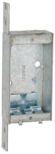 RACO 404 Switch Box, 1 -Outlet, 1 -Knockout, 1/2 in Knockout, Steel, Gray, Galvanized, Bracket Mounting [SKU: ORG6960785]