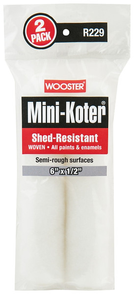 WOOSTER Mini-Koter R229-6 Mini Roller, 1/2 in Thick Nap, 6 in L, Fabric Cover [SKU: ORG7570575]