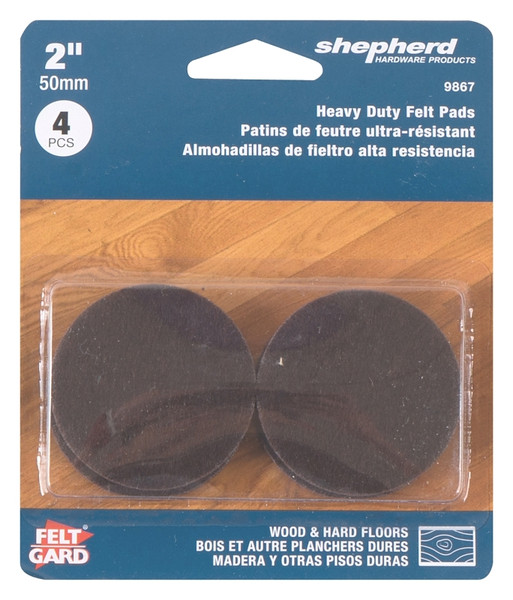 Shepherd Hardware 9867 Protective Pad, Felt, Brown, 2 in Dia [SKU: ORG8445447]