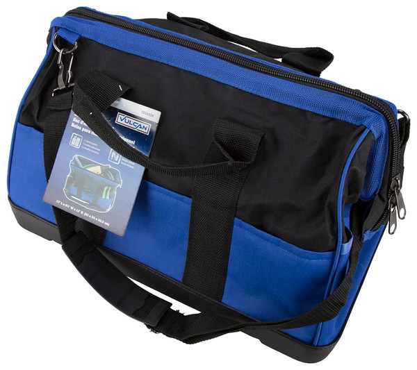 Vulcan JL-89022P Contractor's Tool Bag, 9-1/2 in W, 17 in D, 12 in H, 22-Pocket, Nylon, Black/Blue [SKU: ORG7210776]