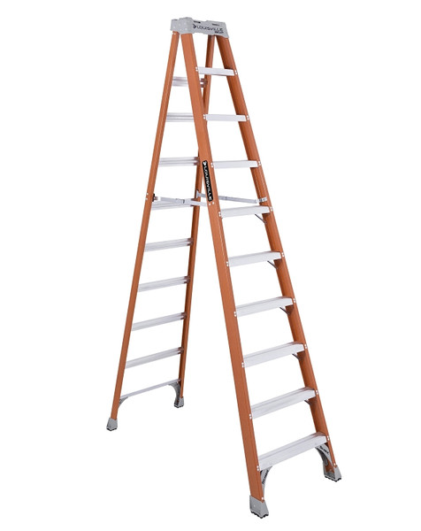 Louisville FS1510 Step Ladder, 170 in Max Reach H, 9-Step, 300 lb, Type IA Duty Rating, 3 in D Step, Fiberglass [SKU: ORG6449367]