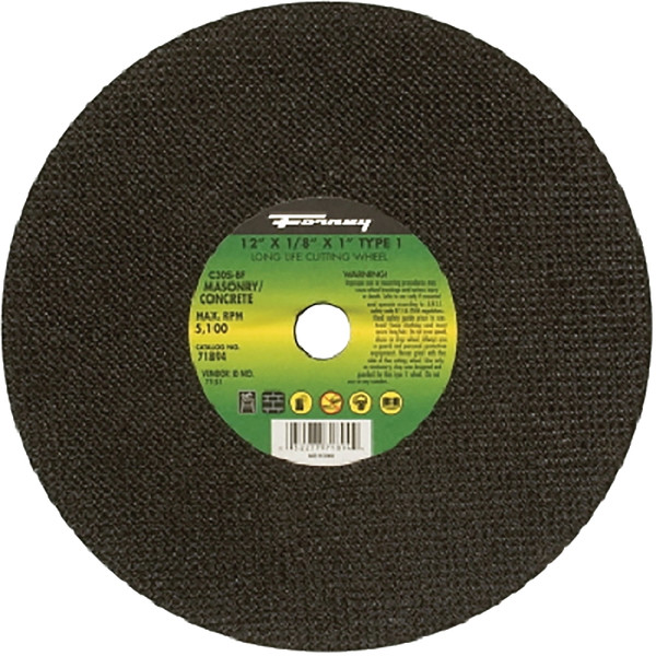 Forney 71894 Cut-Off Wheel, 12 in Dia, 1/8 in Thick, 1 in Arbor, 20 Grit, Coarse, Silicone Carbide Abrasive [SKU: ORG8911877]