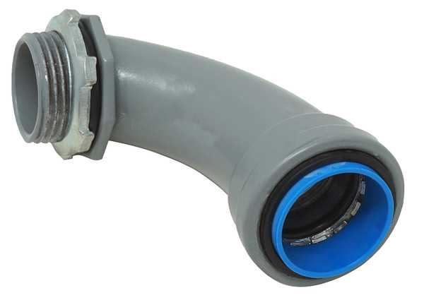 Southwire SIMPush 67600203 Liquidtight Connector, 90 deg Angle, 1/2 in Push-On, PVC [SKU: ORG8110314]