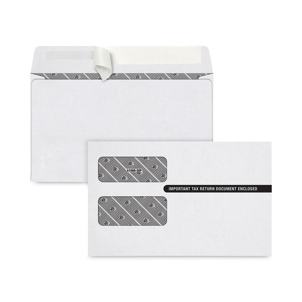 1099 Self-Seal Security Tinted Double Window Envelope, Square Flap, Self-Adhesive Closure, 5.63 x 9.5, White, 100/Pack [SKU: TOP7535PS100]