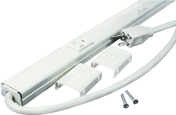 Wiremold Plugmold PM36C Cord Ended Strip, 6 ft L Cable, 6 -Socket, 15 A, 125 V, Ivory [SKU: ORG6797468]