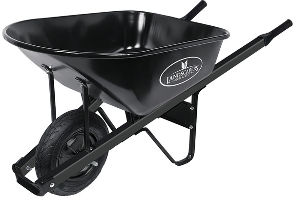 Landscapers Select 34627 Contractor Wheelbarrow, 6 cu-ft Volume, Steel, 1 -Wheel, Pneumatic Wheel, 16 in Wheel [SKU: ORG8298663]