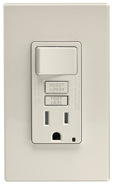Leviton C96-GFSW1-00T Combination Switch, 2 -Pole, 15 A, 125 V, Light Almond [SKU: ORG4996815]
