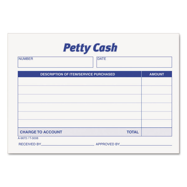 Petty Cash Slips, One-Part (No Copies), 5 x 3.5, 50 Forms/Pad, 12 Pads/Pack [SKU: TOP3008]