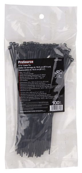 ProSource CV165W-1003L Cable Tie, 39 mm Max Bundle Dia, Self-Lock Locking, Nylon, Black [SKU: ORG6567002]