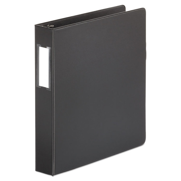 Deluxe Non-View D-Ring Binder with Label Holder, 3 Rings, 1.5" Capacity, 11 x 8.5, Black [SKU: UNV20771]