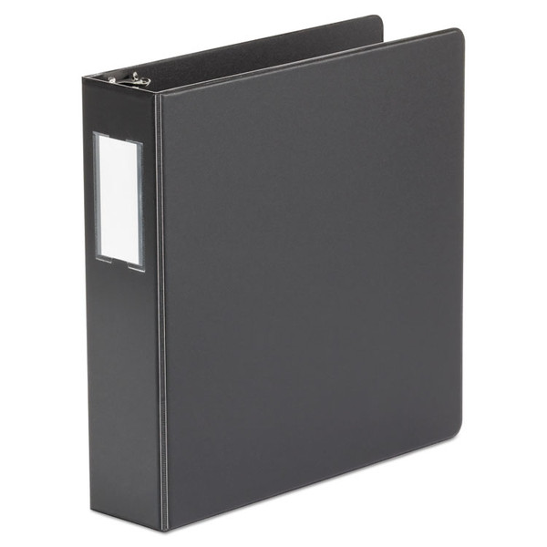Deluxe Non-View D-Ring Binder with Label Holder, 3 Rings, 2" Capacity, 11 x 8.5, Black [SKU: UNV20781]