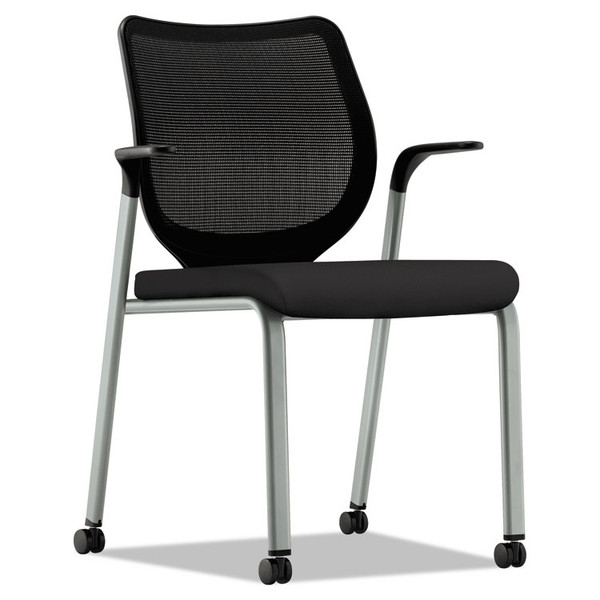 Nucleus Series Multipurpose Stacking Chair with ilira-Stretch M4 Back, Supports Up to 300 lb, Black Seat/Back, Platinum Base [SKU: HONN606HCU10T1]