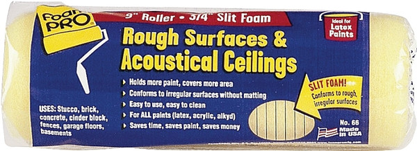 FOAMPRO 66 Paint Roller Cover, 3/4 in Thick Nap, 9 in L, Foam Cover [SKU: ORG3143815]
