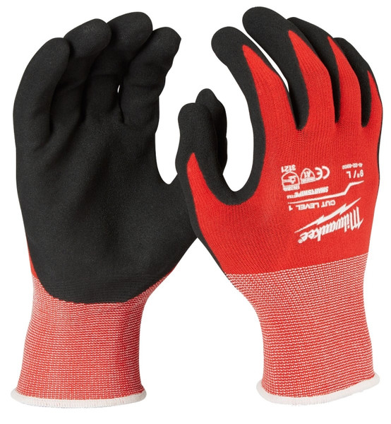 Milwaukee 48-22-8902 Gloves, Unisex, L, 7.53 to 7.73 in L, Nitrile, Red [SKU: ORG1388800]