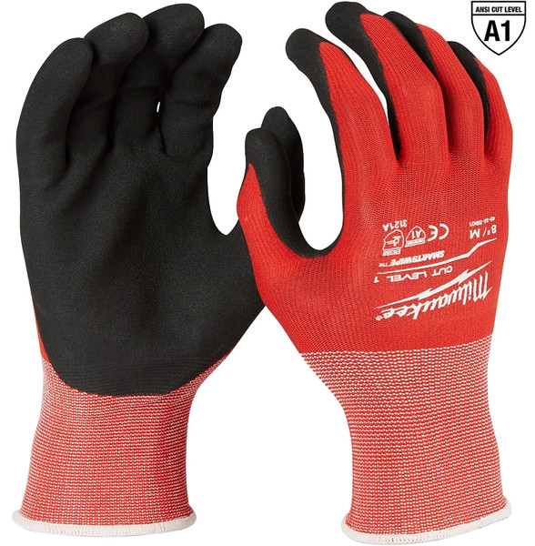 Milwaukee 48-22-8901 Gloves, Unisex, M, 7.2 to 7.5 in L, Nitrile, Red [SKU: ORG1389618]