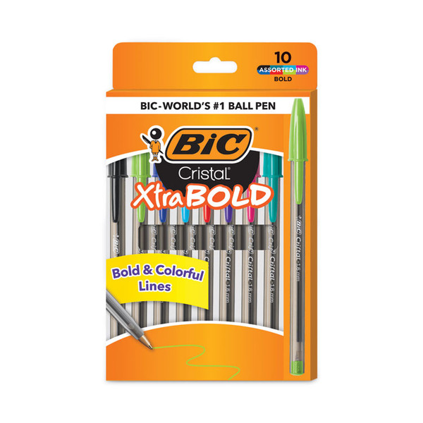 Cristal Xtra Bold Ballpoint Pen, Stick, Bold 1.6 mm, Assorted Ink and Barrel Colors, 24/Pack [SKU: BICMSBAPP241AST]