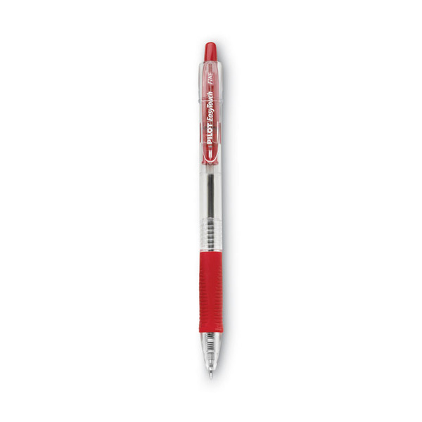 EasyTouch Ballpoint Pen, Retractable, Fine 0.7 mm, Red Ink, Clear Barrel, Dozen [SKU: PIL32212]