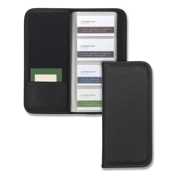 Professional Vinyl Business Card File, Holds 160 2 x 3.5 Cards, 4.75 x 10.25, Black [SKU: SAM80850]